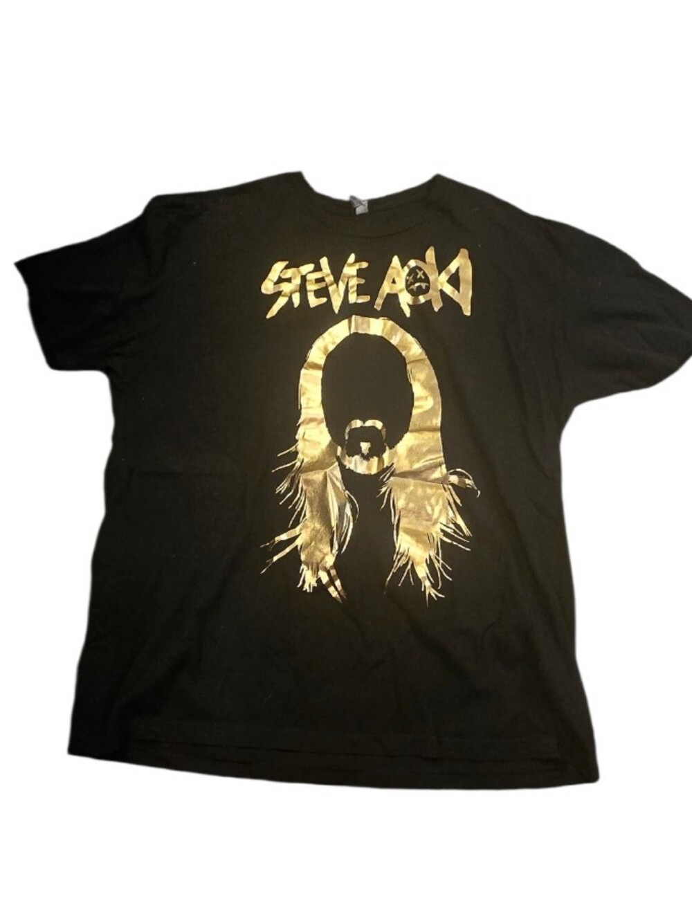 Next Level Apparel Black T-Shirt with Gold Steve Aoki Graphic